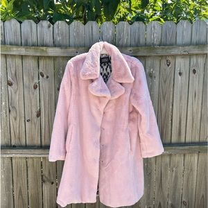 Badgley Mischka Pink Faux Fur Coat XL